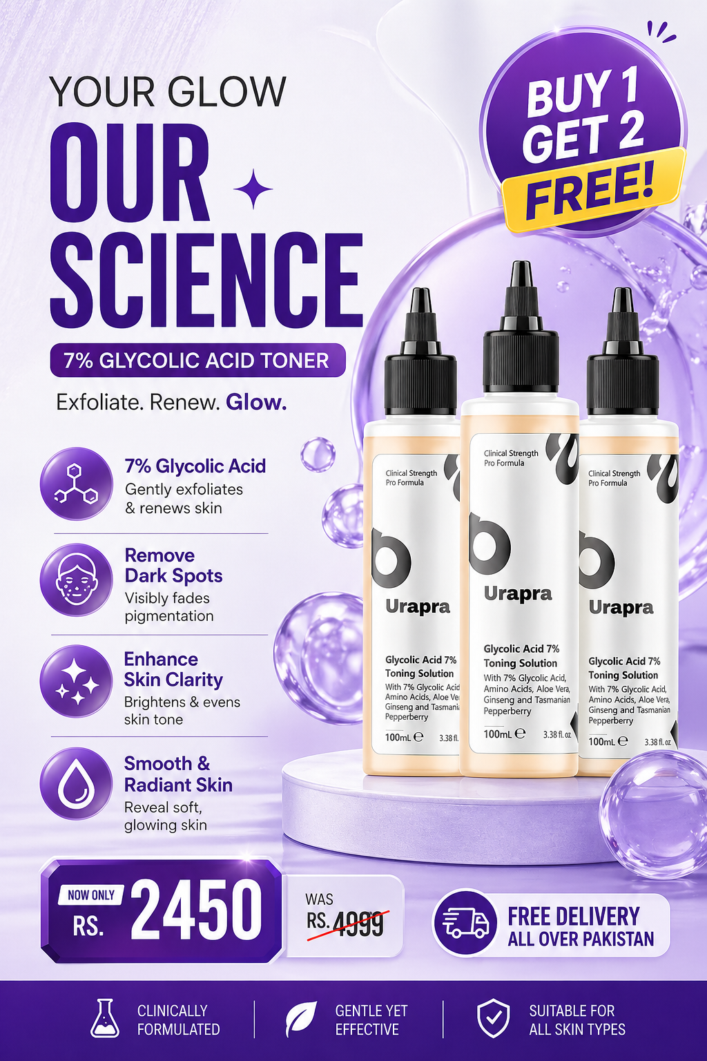 Glycolic Acid 7% Toning Solution Buy 1 Get 2 Free