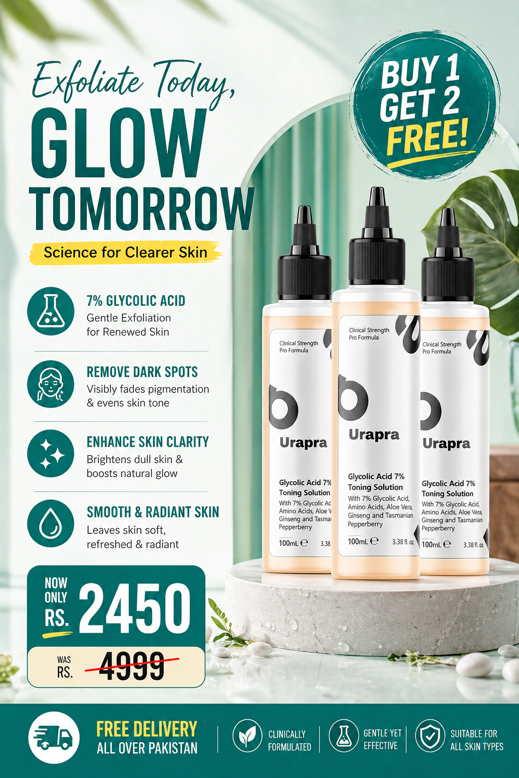 Glycolic Acid 7% Toning Solution Buy 1 Get 2 Free